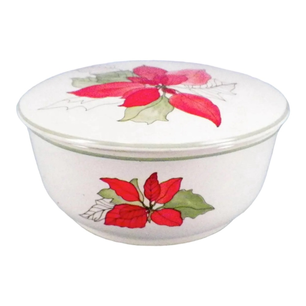Vintage Block Bernarda Poinsettia Trinket Box Watercolors Mary Lou Goertzen